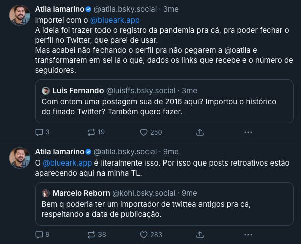 Thread no Bluesky em que Átila Iamarino recomenda a BlueArk
