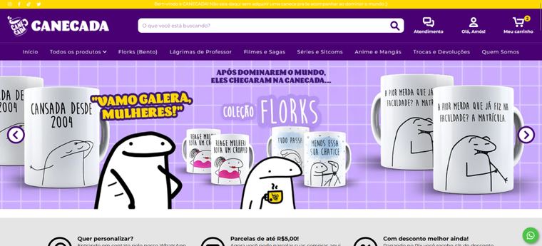 Site da CANECADA com canecas personalizadas