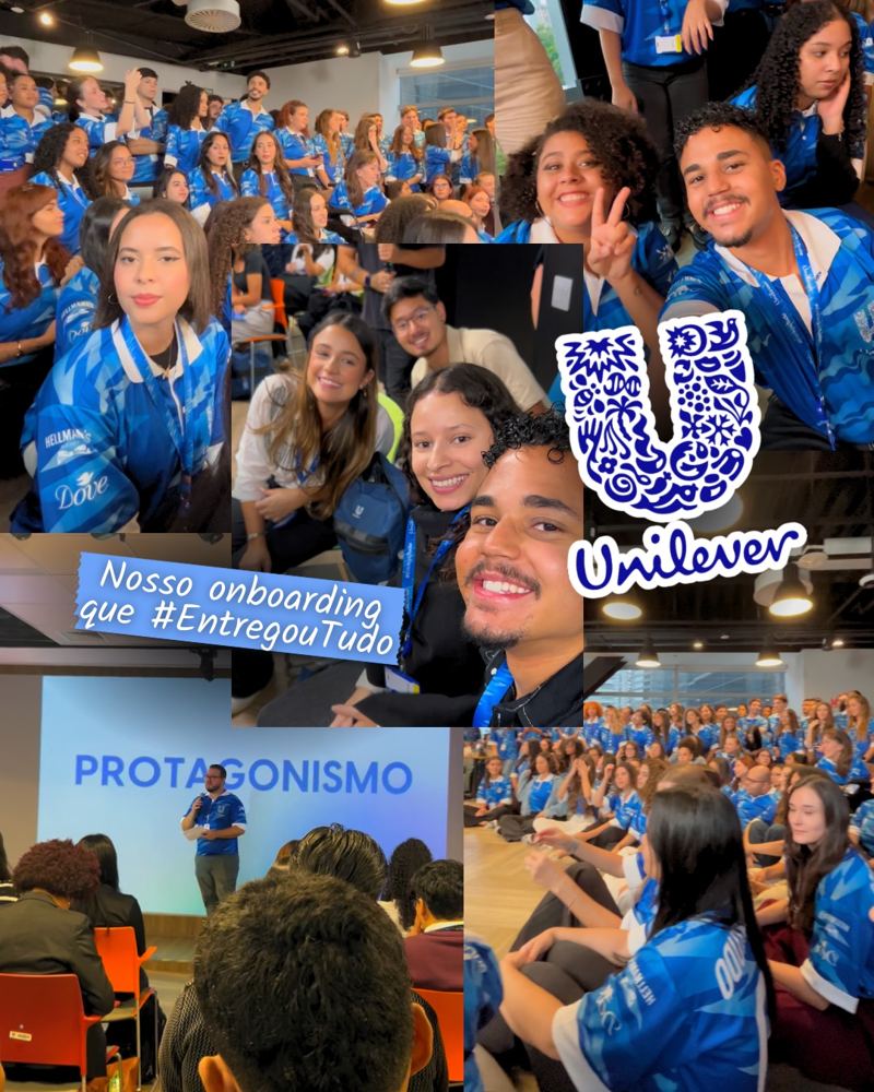 Colagem do onboarding dos estagiários da Unilever